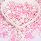 Twisweet Edible Pink Sprinkles for Cake Decorating, Pink Pearls Heart Sugar Sprinkles Mix Baking Candy, Cake Topper Cupcake Cookie Ice Cream Decorations, Valentine Mother's Day Birthday Wedding Baby Shower Party Supplies (130g/4.58oz)