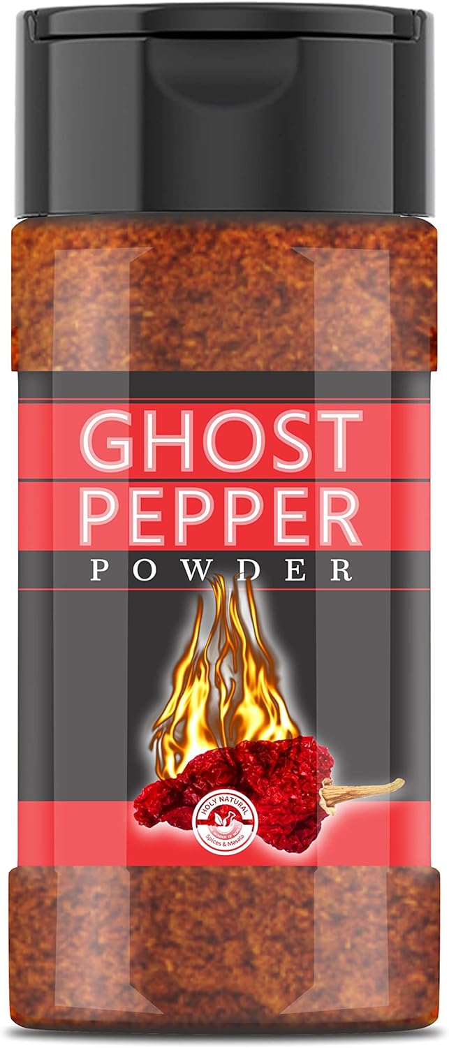 Ghost Pepper Powder (Bhut Jolokia Chili) - 3.5 oz/100 gm, 100% Pure, Smoked, Hottest & Spicy Chili Powder, Add Unique, Delicious, Complex and Smoky Flavor to Your Favorite Dishes
