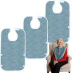 3 Pack Adult Bibs Adjustable Clothing Protectors for Men Women Eating Bibs for Elderly Adults