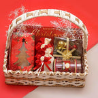 Ghasitaram Gifts Jaiccha Christmas Hamper Basket with PLum cake, chocolates, dryfruits, beetroot chips and Christmas décor