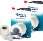 Nexcare Gentle Paper Tape, Hypoallergenic Medical Surgical Tape for Sensitive Skin, Breathable First Aid Tape Secures Dressings Gently, Latex Free, 2 Inch x 10 Yard Roll, 2-Pack