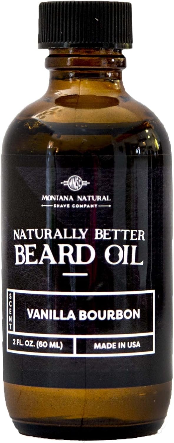 MNSC Vanilla Bourbon Naturally Better Beard Oil & Conditioner - Softens, Smooths, & Strengthens Beard Growth, Hypoallergenic, All-Natural, Plant-Derived, Handmade in USA