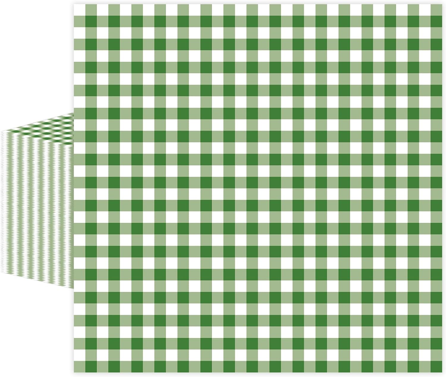 50 Pcs Green Gingham Paper Napkins, Disposable Green and White Checkered Luncheon Napkin Plaid Dinner Beverage Napkin for Picnic Baby & Bridal Shower Wedding Birthday Party Decorations