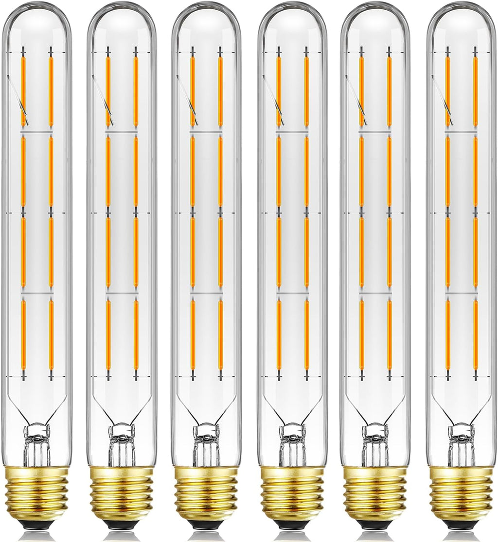 E26 Tubular Led Bulb 8W T10 Dimmable Long Light Bulbs 75 Watt E26 Medium Base 2700k Warm White Edison Tube Lights Bulbs 8.9Inches, 6Pack.