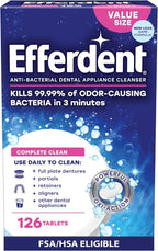 Efferdent Denture Cleaner Tablets – Dental Appliances, Aligners, Mouth Guard, and Retainer Cleaner Tablets, Complete Clean, 126 Count