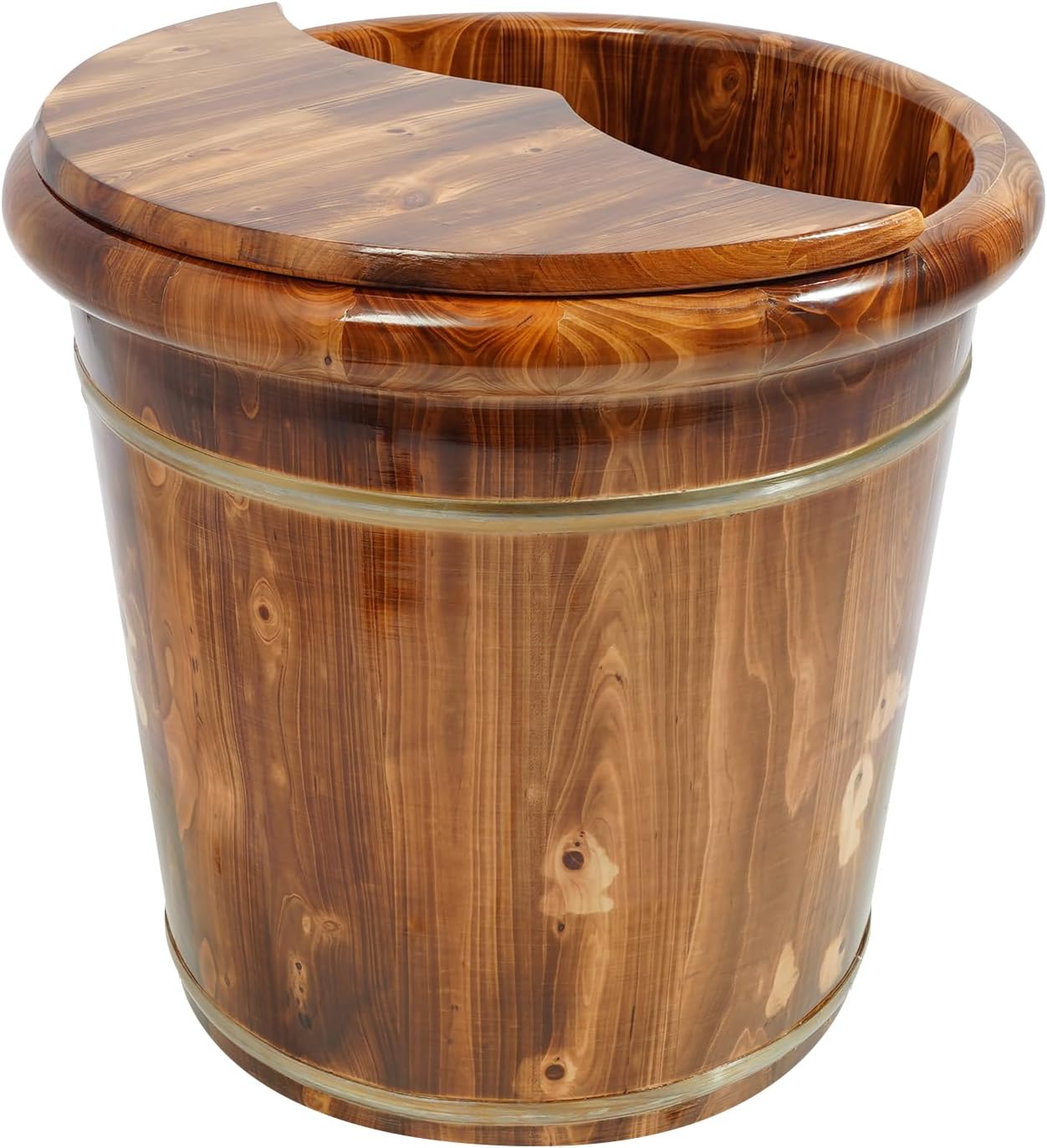 Wooden Foot Bath Bucket For Soaking And Massage,16 Inch Wooden Bucket Feet Relax Bucket, Home Spa Experience With Heat Retention & Massage Beads, Ideal For Home Spa, Massage, Sauna