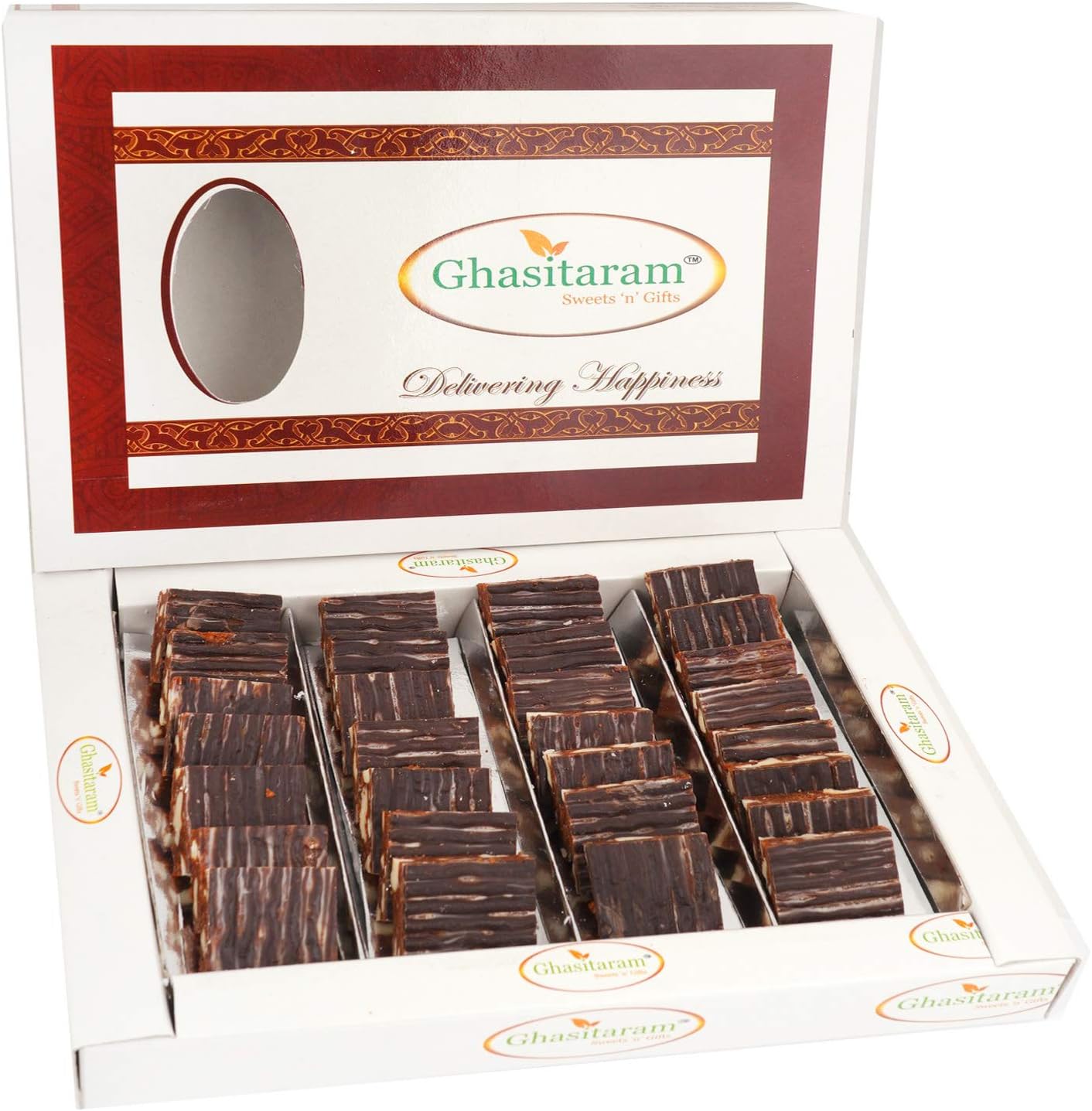Ghasitaram Gifts Valentine Gifts - indian Sweet - dryfruit sweets Cashew Chocolate Barfi 400 gms