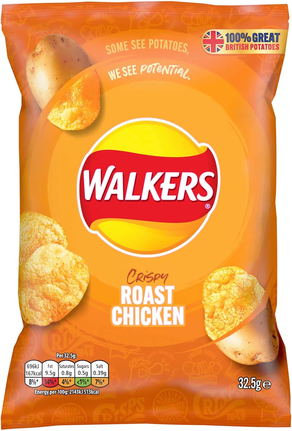 Walkers Crisps All Flavors Fresh Stock 32 x 32.5g (Roast Chicken)