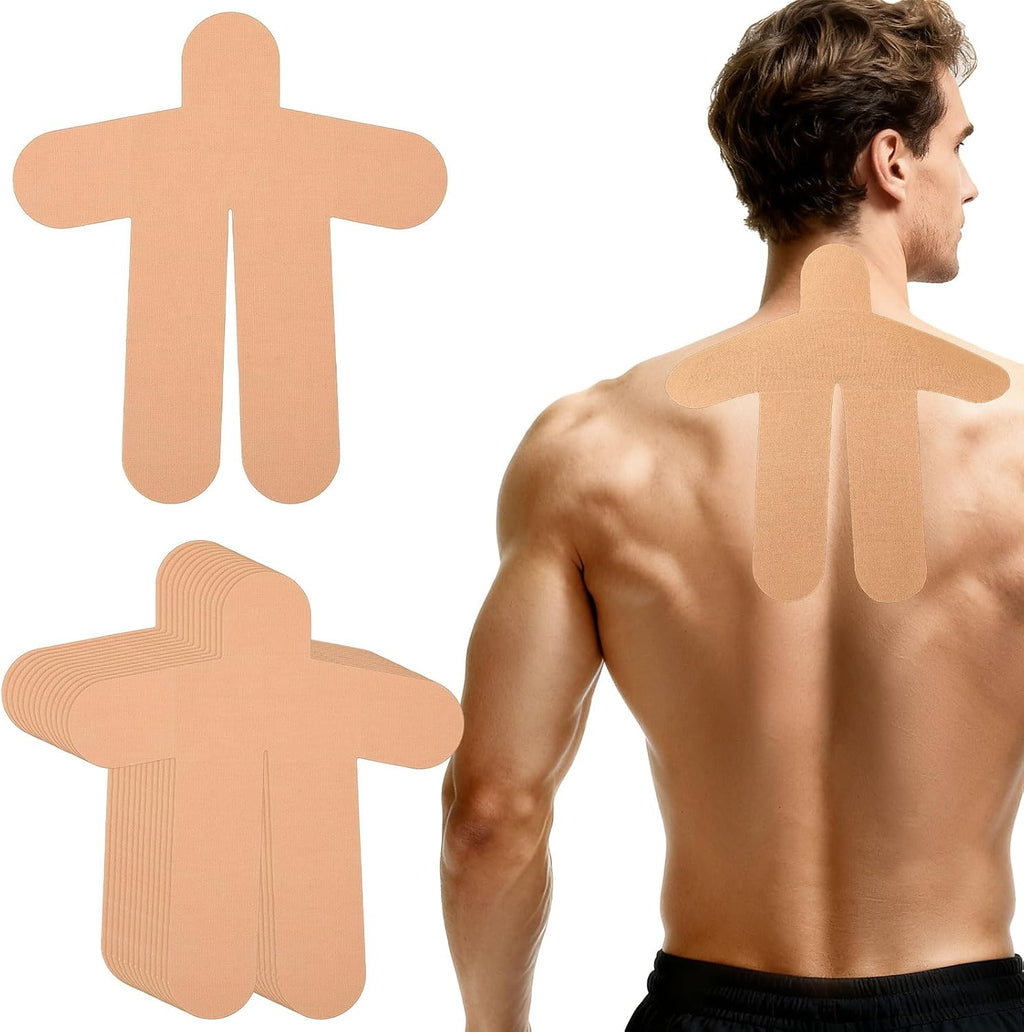 FairySandy 12 Pcs Precut Kinesiology Tape for Pain Relief Waterproof Breathable Kinesiology Athletic Tape Enhance Elastic Pre Cut Strips for Sports Joints Muscle Support (Neck,Beige)