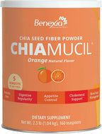 Chiamucil Prebiotic Fiber Supplement Powder – Chia Fiber & Chicory Root (Inulin) for Digestive Health & Appetite Control – Gluten & Sugar Free, Vegan, Non-GMO, Orange - 80 Servings