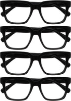 OPULIZE ERA Blue Light Blocking Reading Glasses for Women & Men-Anti-Glare-UV400 Protection-Oversized Frame-Computer Screen Glasses-Black-+2.00(Pack 4 of with 4 Pouches)