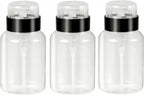 3Pcs 200ML/6.8oz Clear Plastic Push Down Nail Polish Remover Pump Dispenser with Flip Cap Manicure Clean Pump Bottles Makeup Liquid Cosmetic Storage Container Dispensers Vial