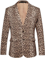THWEI Mens Blazer Hipster Leopard Print Tuxedo Luxury Notched Lapel Slim Fit Stylish Sport Coats Jacket
