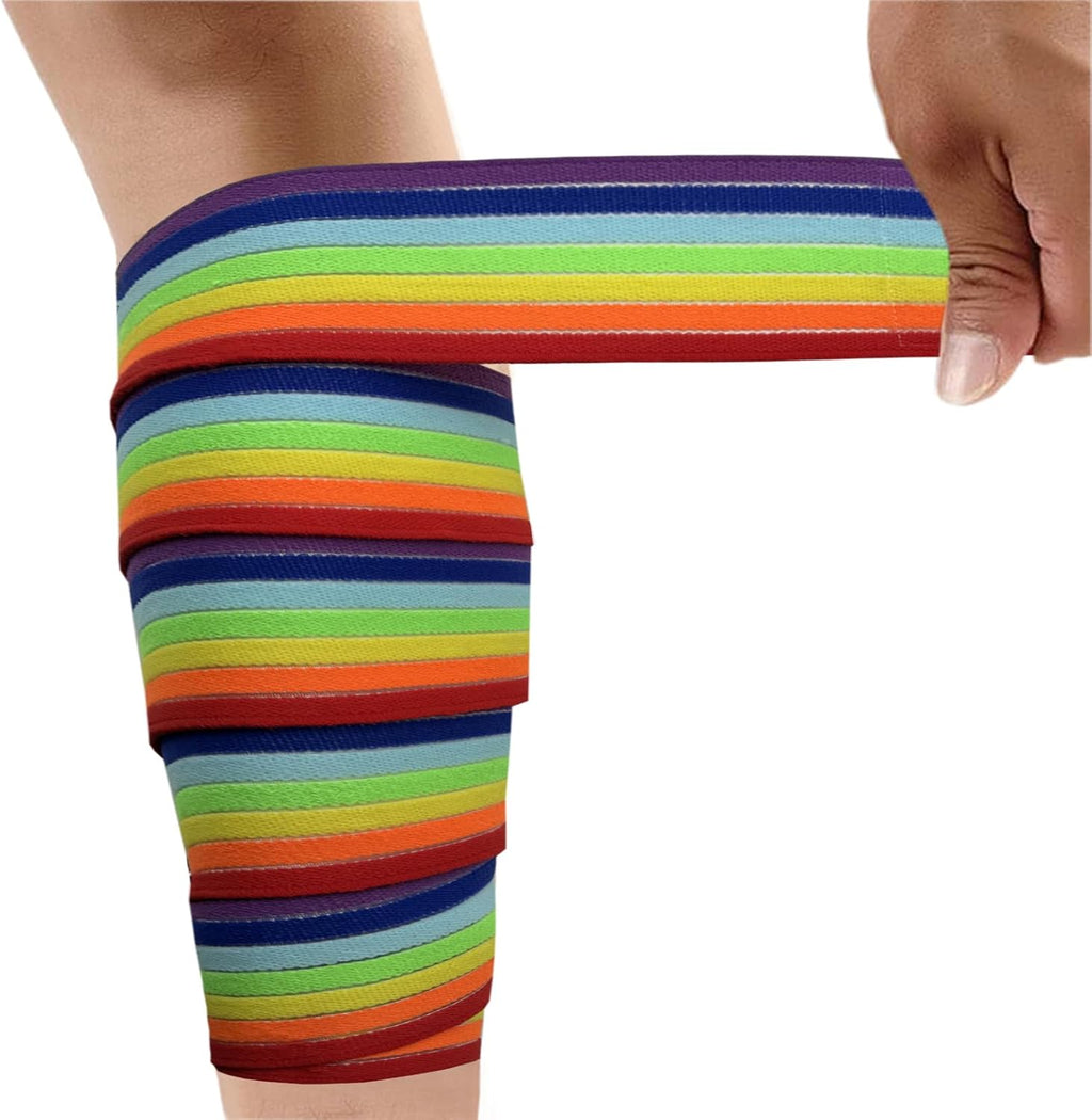 Elastic Lower Leg Calf Compression Support Bandage Sleeve Wrap for Women and Man, Shin Splint Guard for Football Runner, Basketball, Volleyball, Calf Pain Relief(Rainbow)