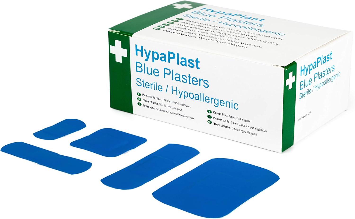 Safety First Aid Group HypaPlast Blue Catering Plasters, Assorted (Pack of 100) Sterile Hypoallergenic