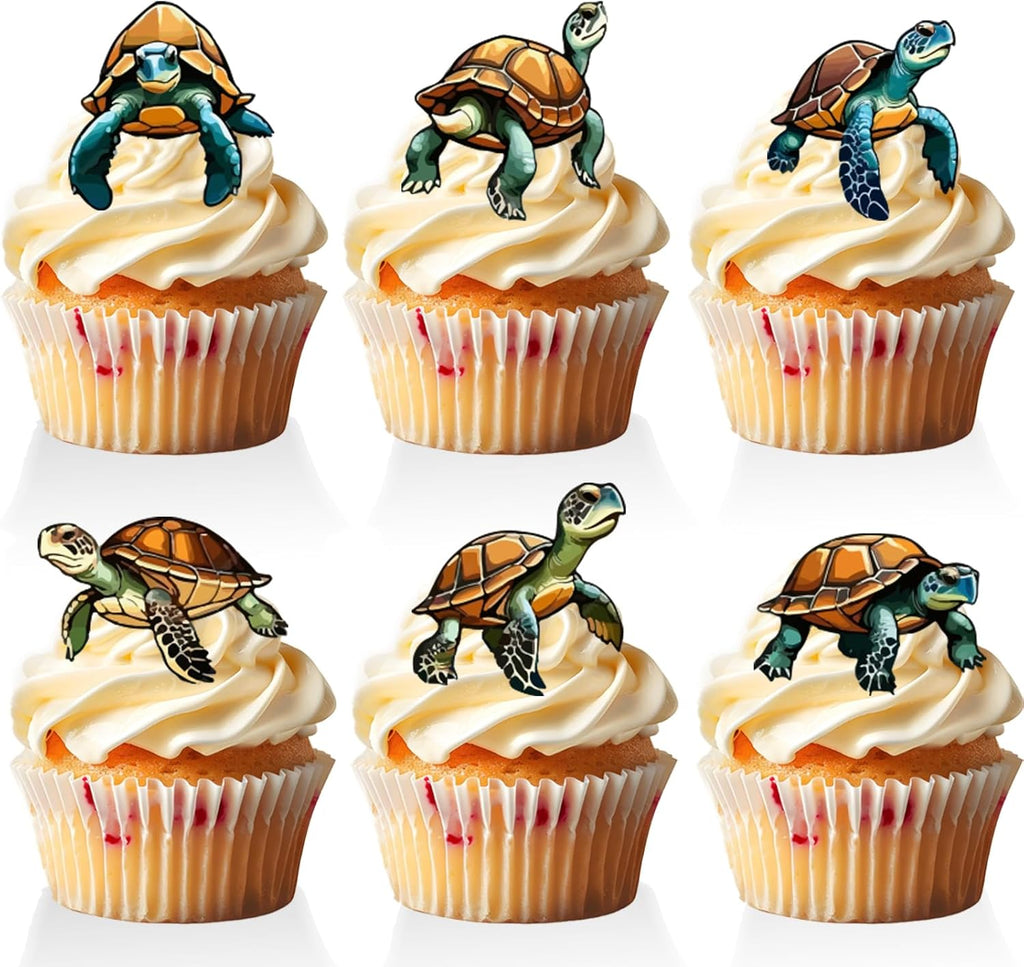 18 PCS Sea Turtle Cupcake Toppers for Boys Girls Baby Shower Under the Sea Ocean Cake Decorations Turtle Birthday Themed Party Decorations Supplies