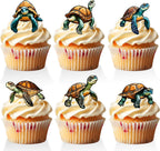 18 PCS Sea Turtle Cupcake Toppers for Boys Girls Baby Shower Under the Sea Ocean Cake Decorations Turtle Birthday Themed Party Decorations Supplies