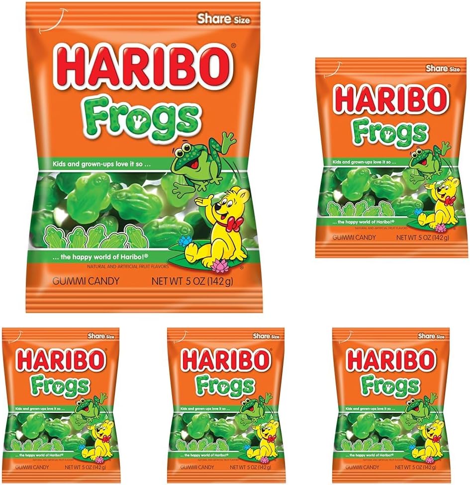 Haribo Gummi Candy,Frogs,5 Ounce,(Pack of 5)