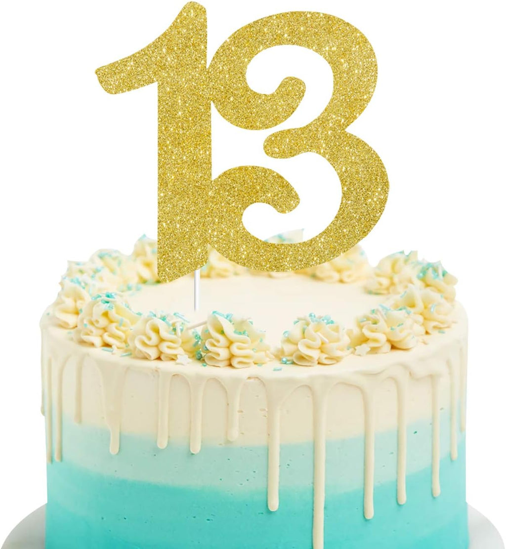 Numbrer 13 Cake Topper for Happy 13th Birthday or Anniversary Party Decoration Supplies Official Teenager 13 Hello Teen Cake Decor