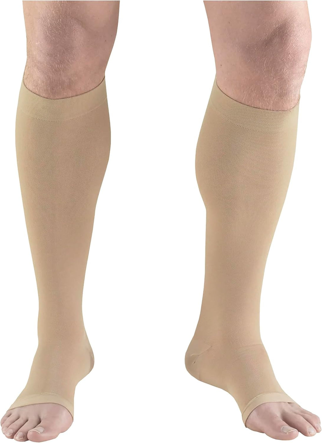 Truform Surgical Stockings, 18 mmHg Compression for Men and Women, Knee High Length, Open Toe, Beige, Medium
