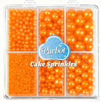 Orange Pearl Sprinkles for Cake Decorating, 4 Sizes Sugar 130g/4.6oz, Cupcake, Ice Cream, Donuts, Macaron Toppings Supplies (2mm, 4mm, 7mm, 1cm)