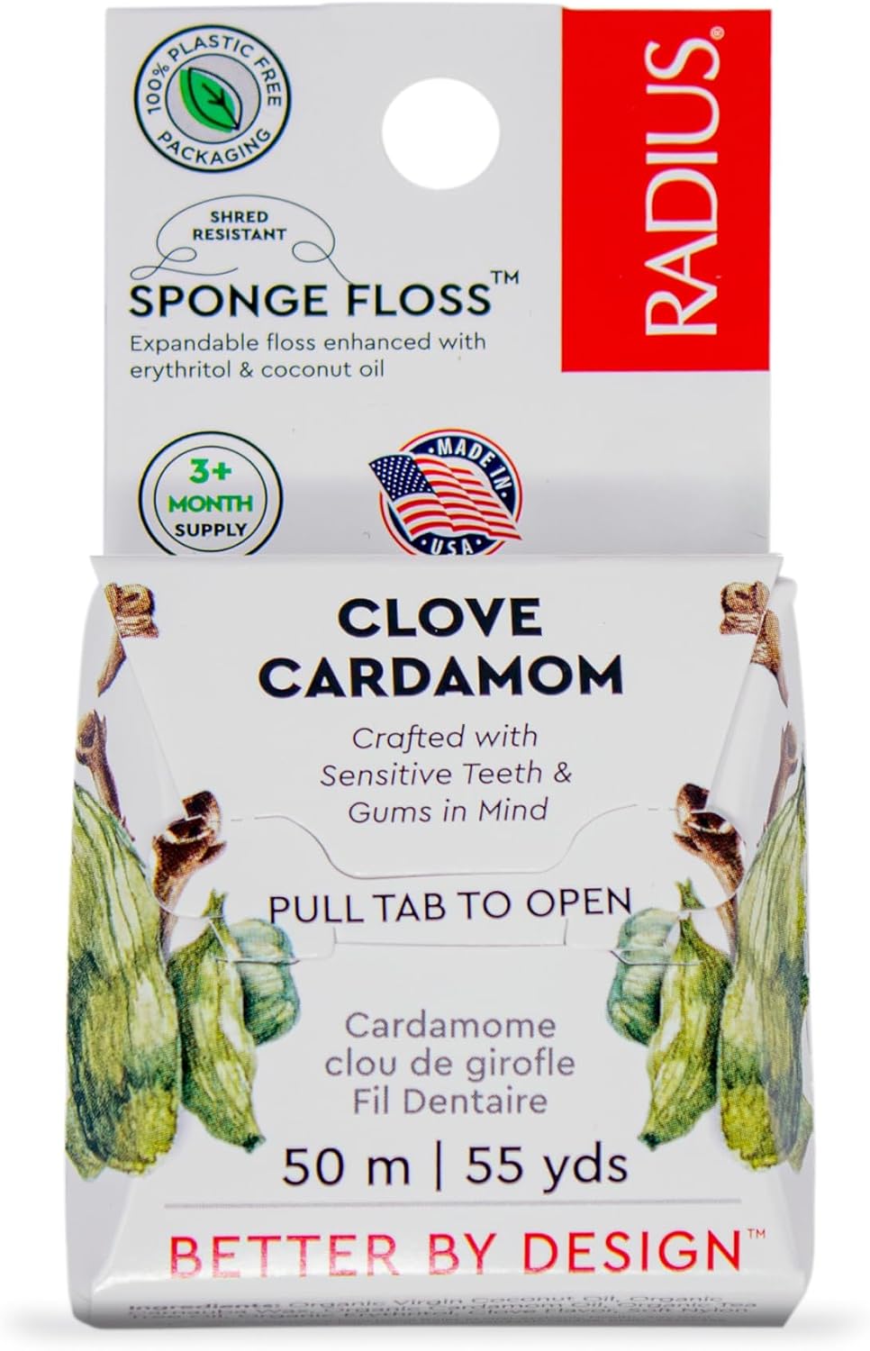 Radius Sponge Floss, Clove Cardamom, Vegan, 55yd