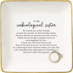 Friendship Present for Sister,Sis-in-Law-Best Friends-Recognition Affirmation Gratitude-Birthday Christmas Gifts for Bestie BFF-to My Unbiological Sister Gift- Jewelry Tray Trinket Holder Ring Dish