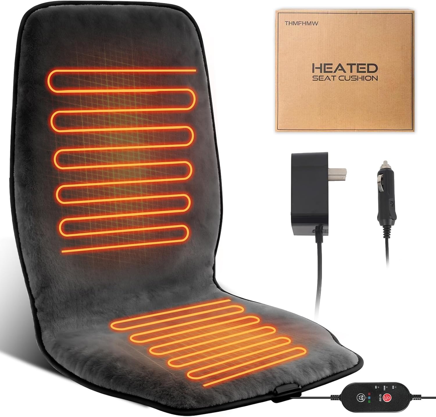 Dark Grey Heated Seat Cover Cushion with Heat Warmer, Large Size Soft Comfortable Winter Seat Cover Cushion Heating Pad for Office Home Chair Warm Cold Weather Gift for Winter, 3 Models Setting