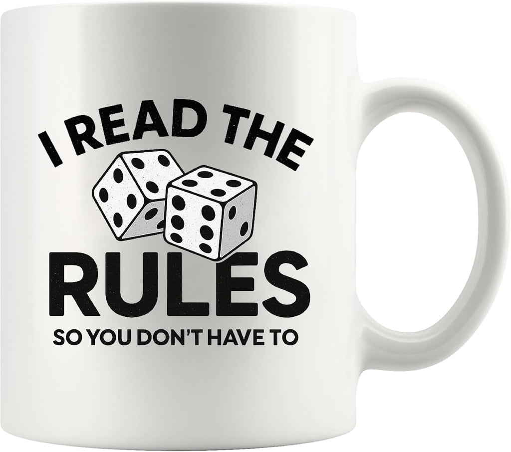 Panvola I Read the Rules So You Don't Have To Board Game Lovers Gifts Dice Game Night Sarcastic Gifts Sarcasm Novelty Drinkware Ceramic Mug 11 oz White
