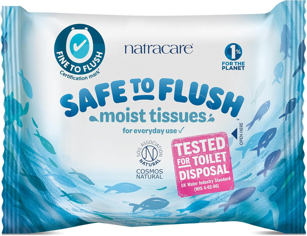 Natracare Safe to Flush Moist Tissues, Made of 100% paper and an Organic and Natural formula with Aloe Vera and Witch Hazel, Sewer Safe, Flushable Wipes (480 Count)
