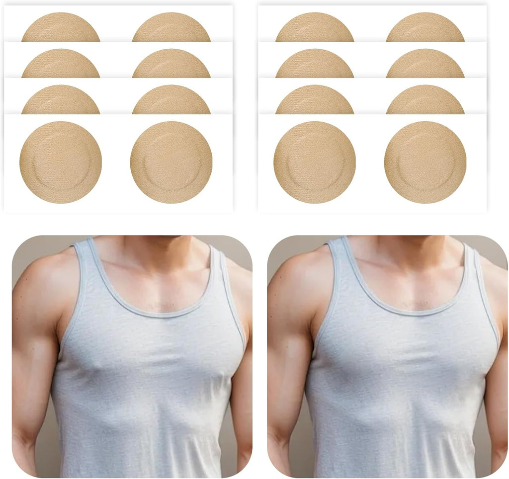 ANAMPION Nipple Covers for Men，80Pcs (40 Pairs) Mens Nipple Cover Hider for Running, Marathon, Gym, Surfing.Central Non-Adhesive, Anti-Chafing, Hypoallergenic, No Show Anti-Chafe Nipple Tape.