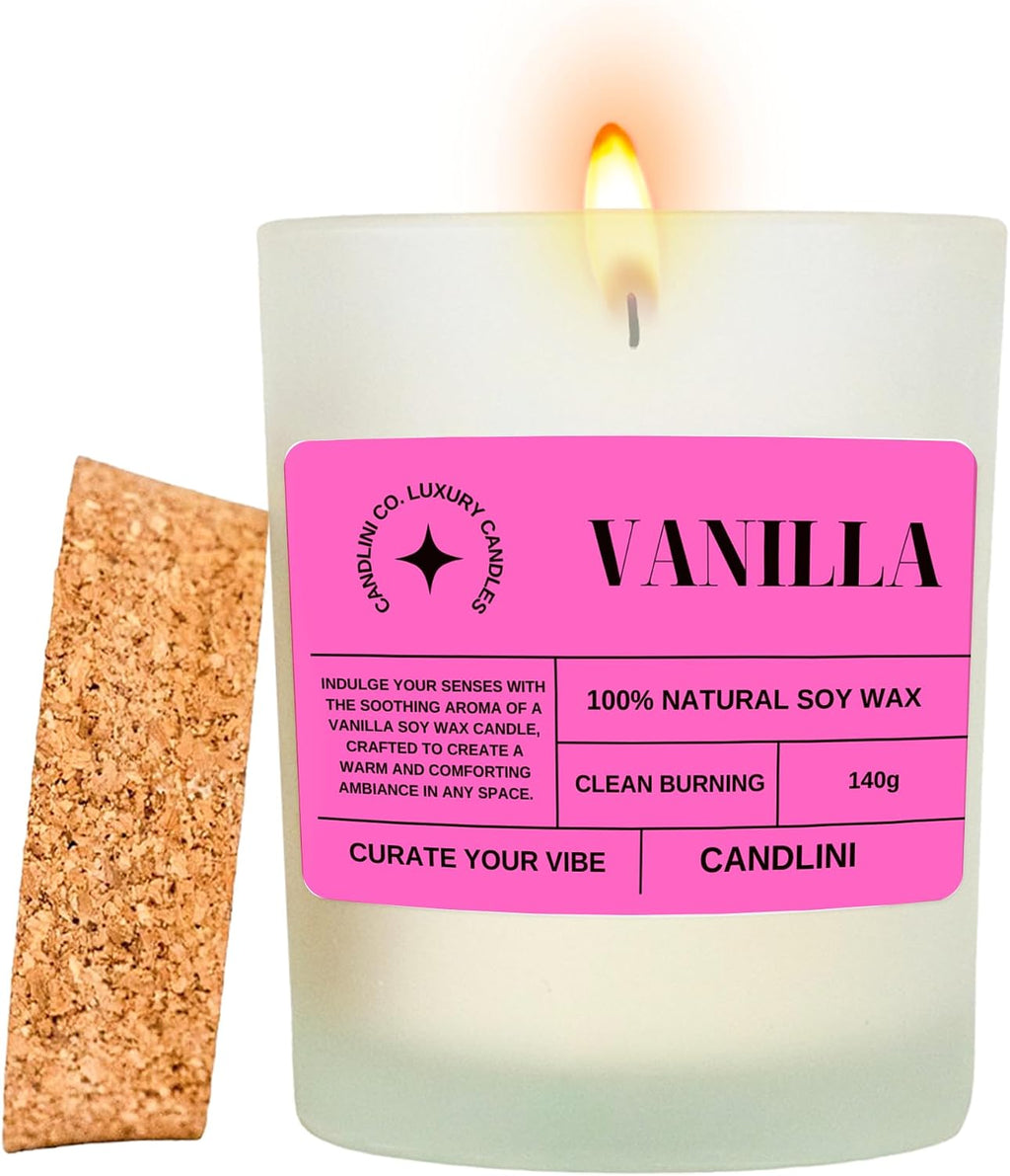 Vanilla Soy was Candle | Luxury Candle Soy Wax Vanilla Blend | Unique Gift Candles (Pink)