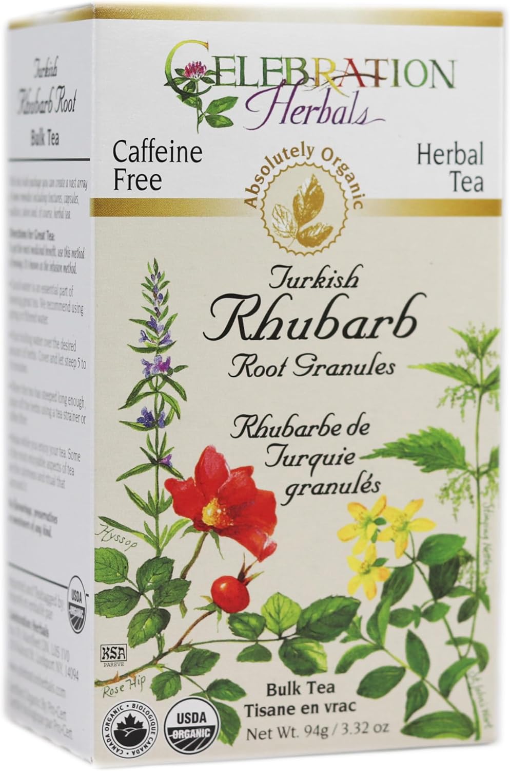 Celebration Herbals Organic Herbal Turkish Rhubarb Root Powder Loose Pack Tea, 3.13 oz