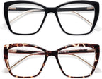 AMOMOMA Trendy TR90 Oversized Blue Light Reading Glasses Women,Stylish Square Cat Eye Glasses AM6031