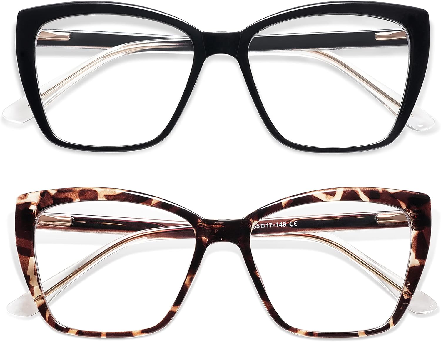 AMOMOMA Trendy TR90 Oversized Blue Light Reading Glasses Women,Stylish Square Cat Eye Glasses AM6031