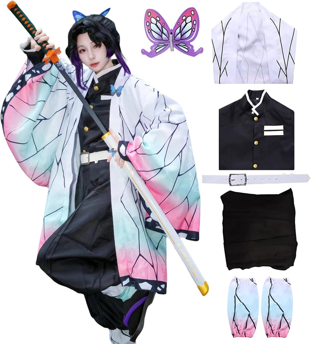 Buyoem Anime Cosplay Costume for Adult Robe Cloak Halloween Kimono Costume Set with Wig
