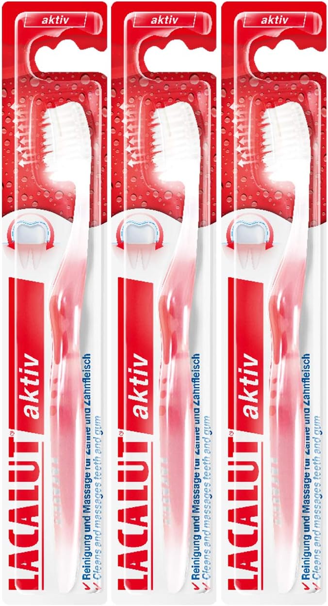 LACALUT Active Toothbrush, 3 toothbrushes, noticeably Clean Teeth with Micro-fine bristles, Effective Dental and Gum Care, Pack of 3