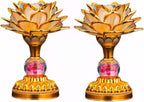2 Pack Colorful LED Lotus Buddhist Lamp, Gradient Buddha Light for Worship, Prayer and Display, Low Power Consumption, Eco - Friendly Material for Buddha Occasions, Buddhist Supplies - Pink Gold