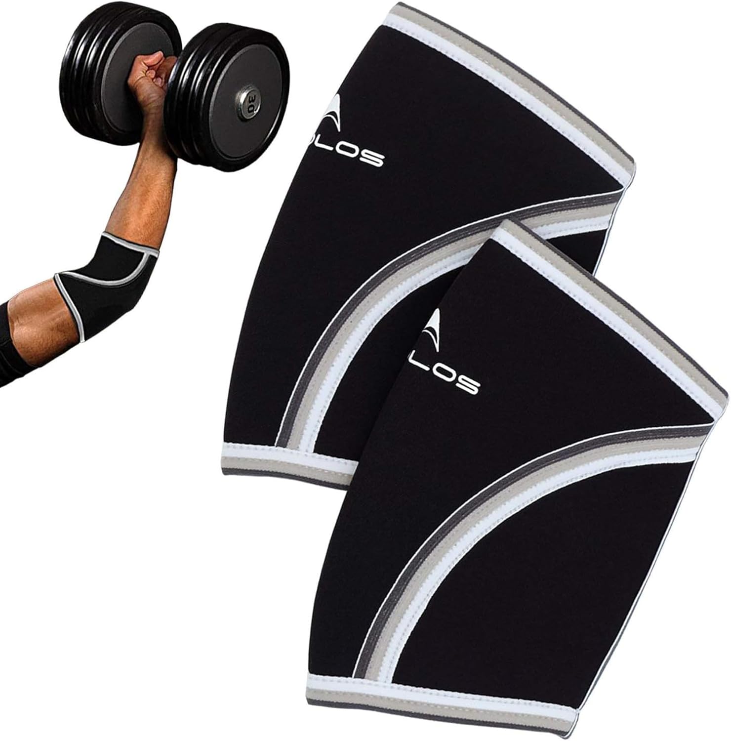 AEOLOS Compression Elbow Sleeves(Pair), 5mm Neoprene Elbow Barces for Weightlifting Powerlifting Tennis Golf and Basketball (Medium, Black)