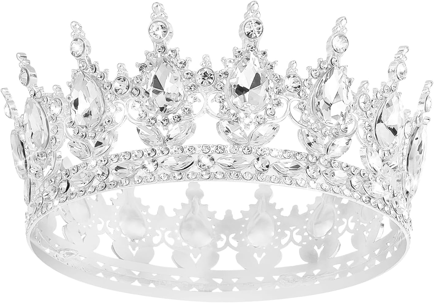 Queen Crown Rhinestone Wedding Crowns and Tiaras for Women Costume Party Hair Accessories Princess BirthdayCrown Crystal BridalCrown (Silver White Crowns)