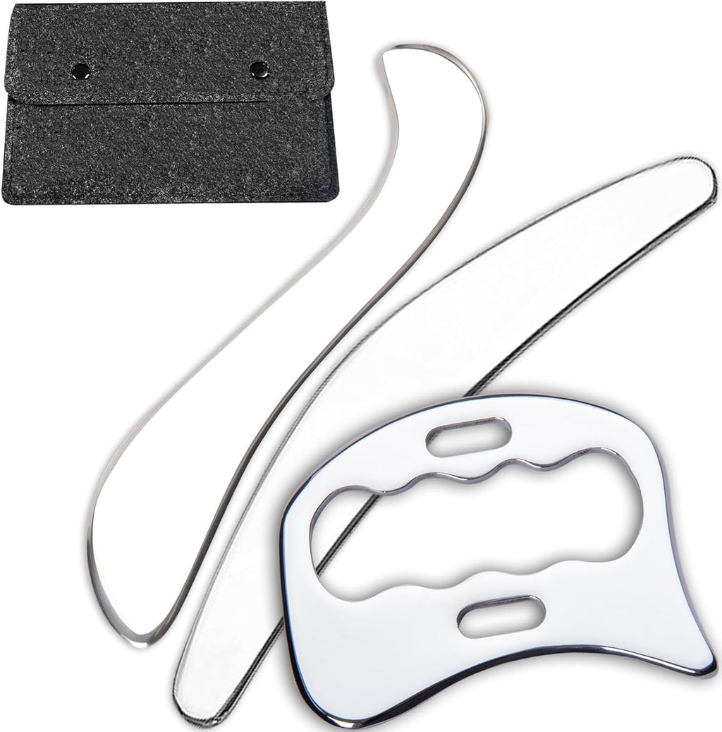 FeelFree Sport 3 in 1 Muscle Scraper Tool-Gua Sha Scraping Tool Physical Therapy Massage Tool-Soft Tissue Mobilization for Back, Legs, Arm (A+D+S)