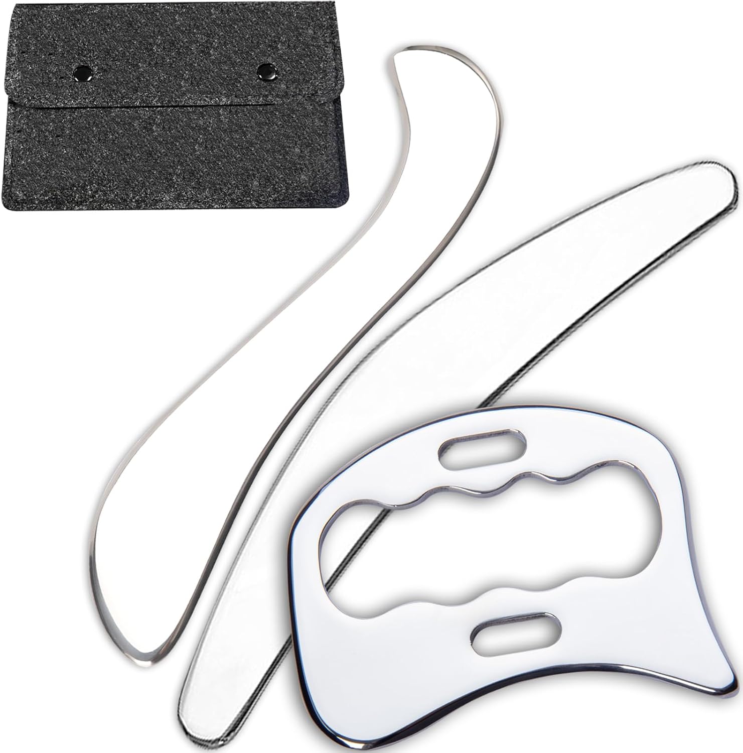 FeelFree Sport 3 in 1 Muscle Scraper Tool-Gua Sha Scraping Tool Physical Therapy Massage Tool-Soft Tissue Mobilization for Back, Legs, Arm (A+D+S)