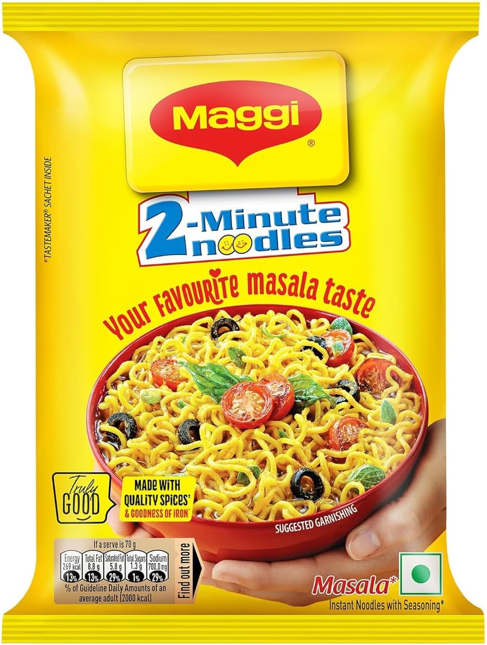MAGGI 2-Minute Instant Masala Noodles, Iron Fortified, Made With Premium Spices (70g x40 pack)