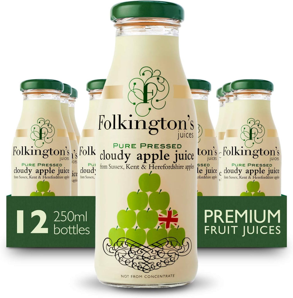 Folkington's Pure Pressed Cloudy Apple Juice 250 ml (Pack of 6)