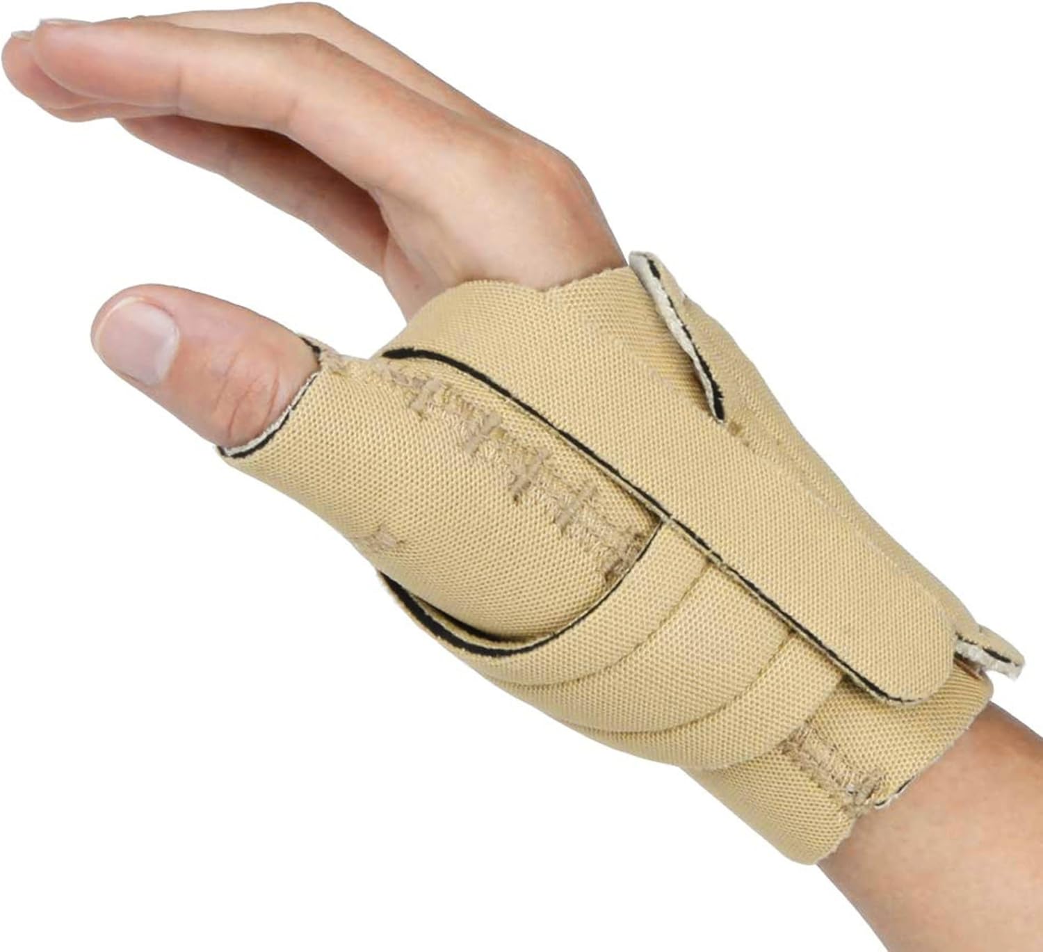 Comfort Cool CMC Thumb Brace – Restriction Split for Arthritis & Tendinitis Relief | Breathable Neoprene with Supportive Thumb Strap - Beige, Right Hand, Medium (7 to 8 inches) | NC79585