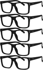 Eyekepper 5-pack Oversized Reading Glasses Square Large Frame Readers for Men and Women - Black +2.25