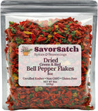 SavorSatch Dried Red & Green Bell Pepper Flakes – 8oz Resealable Pouch | Dehydrated, Certified Kosher, Non-GMO | Perfect for Cooking, Soups, Stews, Camping, Emergency Food Supply