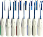 8 Pcs Dental Luxating Elevators Set of 8 Blue Tips Tooth Luxation Root Extraction Elevator White Plastic Handles