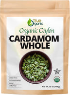 True Organic Cardamom Whole 3.5 oz – Certified Organic, USDA & Kosher Certified, Pure Ceylon Premium Quality