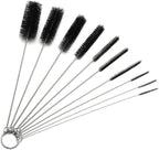 10 Pcs Black Nylon Straw Cleaning Brush Set – Flexible Pipe Cleaner Brushes for Bottles, Kettles, Tubes & Spouts – Durable Stainless Steel Wire with High-Density Bristles